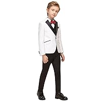 Boys' Jacquard Jacket & Vest Pants Suit Notch Lapel Three-Piece Tuxedos Pageboy Birthday Prom