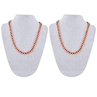2 Pc Pure Solid Copper Cuban Chain Necklace Curb Link Rider Arthritis Unisex 24