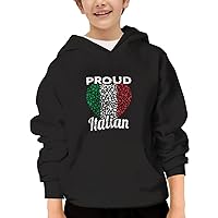 Unisex Youth Hooded Sweatshirt Italian Flag Heart Cute Kids Hoodies Pullover for Teens
