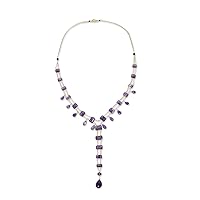 NOVICA Handmade .925 Sterling Silver Gold Plated Amethyst Ynecklace Silver from Thailand Sterling Purple Orchid Modern Birthstone 'Purple Princess'