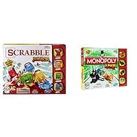 Scrabble Junior Game and Monopoly Junior Board Game Bundle
