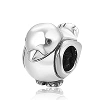Adabele 1pc Authentic 925 Sterling Silver Hypoallergenic Dove Charm Bird Pet Animal Bead Compatible with Pandora All Other Charm Bracelet Necklace EC161