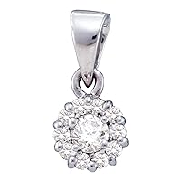 The Diamond Deal 14kt White Gold Womens Round Diamond Solitaire Circle Frame Cluster Pendant 1/4 Cttw