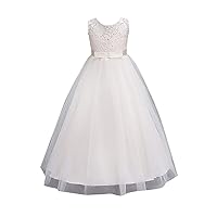 EFOFEI Girls Lace Sleeveless Wedding Dance Evening Tutu Princess Prom Maxi Party Dress