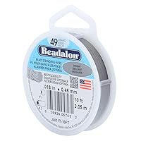 Beadalon 49 Strand Stainless Steel Bead Stringing Wire, 018 in / 0.46 mm, Bright, 10 ft / 3.1 m