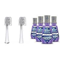 Waterpik Full Size Replacement Brush Heads with Covers for Sonic-Fusion Flossing Toothbrush SFFB-2EW, 2 Count White & Crest Pro Health Advanced Mouthwash, Contains CPC, 500 mL (16.9 fl oz) Pack of 4