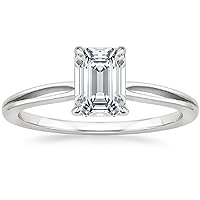 2 CT Emerald Cut Colorless Moissanite Engagement Ring, Wedding/Bridal Ring Set, Solitaire Halo Style, Solid Sterling Silver Vintge Antique Anniversary Promise Rings Gift for Her