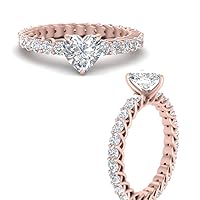 1.50 TCW Trellis Moissanite Diamond Heart Shape Eternity Engagement Ring In Yellow, Rose And White Gold For Women's Anniversary