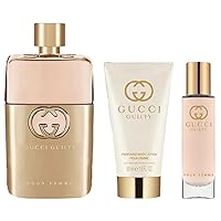 Gucci Guilty 3 Piece Hardbox Gift Set for Women (3 Ounce Eau de Parfum Spray + 1.6 Ounce Perfumed Body Lotion + 0.5 Ounce Eau de Parfum Travel Spray)