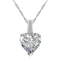 Romantic Heart Shaped CZ Diamond Beautiful Prong Set Pendant Necklace for Women's Teen Girls for her