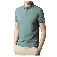 Summer Men Classic Pure Color Casual Short Sleeve Cotton Slim Polo-Shirt