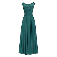 AnnaBride Mother ofThe Bride Dress Beaded Chiffon Formal Wedding Party Gown Prom Dresses Peacock US 16W