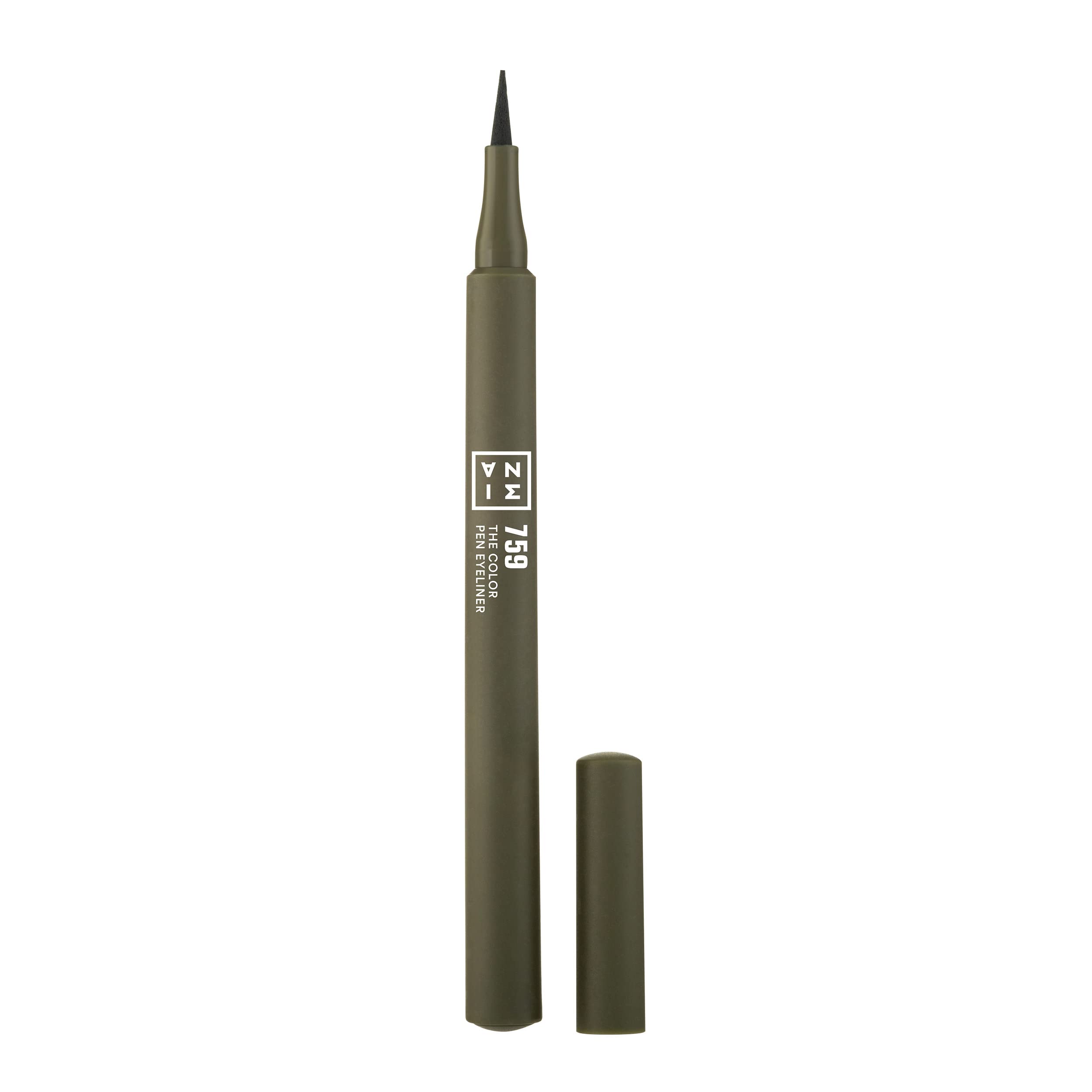 3ina The Color Pen Eyeliner 759 - Ultra Fine Tip 24H Olive Green Longwear Liquid Liner - Vibrant Colors, Matte, Smudgeproof, Flake Proof Makeup - Cruelty Free, Paraben Free, Vegan Cosmetics - Green