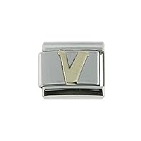 Stainless Steel 18k Gold Italian Charm Initial Letters A To Z for Italian Charm Bracelets