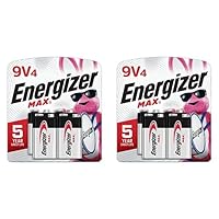 Energizer 9V Batteries, Max Premium 9 Volt Battery Alkaline, 4 Count (Pack of 2)
