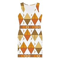 African Tribal Print Tank Dress - Earthy/White