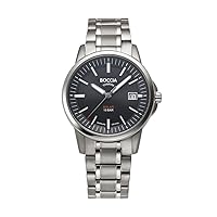 Boccia 3643-04 Men's Analogue Quartz Watch with Titanium Strap, Silver/black, Bracelet