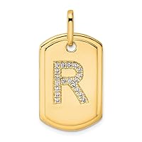 14k Gold Diamond Letter Name Personalized Monogram Initial R Animal Pet Dog Tag Charm Pendant Necklace Measures 17.76mm Wide 1.09mm Thick Jewelry for Women