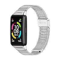Milan Strap for Huawei Honor Band 6 Smart Wristband Bracelet Replacement Watch Strap Wrist Strap Metal Band (Color : Silver, Size : for Honor Band 6)
