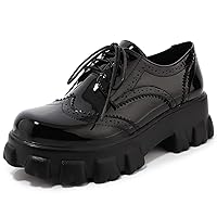 Womens Platform Oxford Shoes Chunky Platform Loafers Goth Buckle Shoes