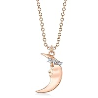 Allurez 14k Gold Diamond Crescent Moon Pendant Necklace (0.03ct)