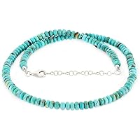 Natural Turquoise Necklace - Gemstone4mm Beads Necklace Gemstone Statement Necklace18 Inches Long Gemstone Beaded Jewelry Genuine Turquoise For Women, Men, Girls Or Gifts (Taha Gems)