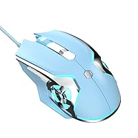 NACODEX AJ120 Blue Gaming Mouse Programmable 6 Buttons, 4 Adjustable DPI Up to 8000 for Window PC Gamer with Electroplating Wings Design