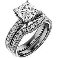 Moissanite Star Moissanite Ring Asscher 4 CT, Moissanite Engagement Ring, Moissanite Bridal Ring Set, Colorless Moissanite Eternity Sterling Silver Rings, Valentine Gifts for Her