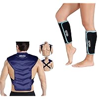 REVIX Large Ice Pack for Back and Shoulder & Calf and Shin Gel Ice Packs for Injuries, Reusable Gel Cold Pack for Full Back Swelling, Bruises & Sprains and Injury Recovery, Soft Plush Lining,