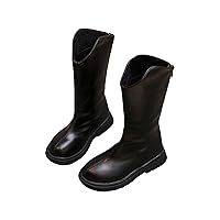 Winter Girls' Ankle Boots Mid Leg Solid Color Zipper Classic Everything For 3 To 12 Years Children's Rain Boots Girls