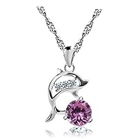 Fashion Alloy Necklace Dolphin Shape Pendant Ladies Diamond Chain Elegant Women Party Jewellery Accessories Pink,