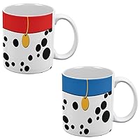 Dog Dalmatian Blue and Red Collar All Over Coffee Mug Set of 2 White Standard One Size