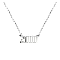 1990 2000 Number Pendant Necklace For Women Silver Stainless Steel Necklaces Number Necklaces For Teen Girls