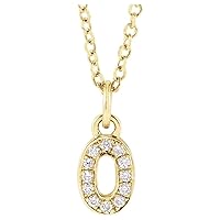 14k Yellow Gold Numeral 0 Natural Diamond Round 1mm I1 H+ 0.04 Carat 16 18 Inch Polished .04 Pave P Jewelry Gifts for Women