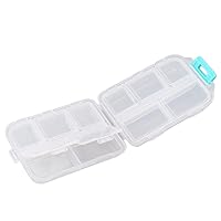 Portable Weekly Medicine Box, Plastic and Waterproof Case with 10 Compartments, Secure Buckle Lock, Ideal for Medicine Storage (White)