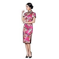 Qipao Dress Women Silk Chinese Traditional Printing Cheongsam