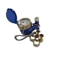 V-50P 1/2” Vertical Water Meter with Pulse Output, Measuring in Gallon + Couplings