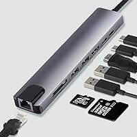 USB C Hub HDMI Adapter,8 in 1 Type C Hub to HDMI 4k,2 USB 3.0 Ports,SD/TF Card Readers Compatible with MacBook Pro 2017/2018, XPS and More USB C Devices