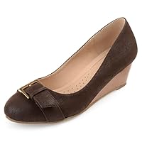 Journee Collection Womens Medium and Wide Width Graysn Wedge Heels with Round-Toe and Slip-On Design