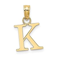 14k Gold Block Letter Name Personalized Monogram Initial High Polish Charm Pendant Necklace Jewelry for Women