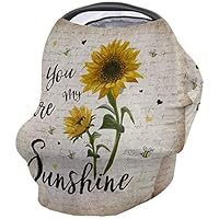 Baby Car Seat Covers Rustic Sunflower, Nursing Cover Breastfeeding Scarf/Shawl, Infant Carseat Canopy, Stretchy Soft Breathable Multi-use Cover Ups, You are My Sunshine