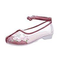 Summer Women Soft Gauze Hanfu Flat Shoes Ankle Strap Retro Ladies Casual Breathable Ballet Flats Superb Light