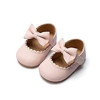 ohsofy Infant Baby Girls Mary Jane Flats Soft Sole Non-Slip Bowknot Princess Wedding Dress Shoes Toddler Crib Shoes