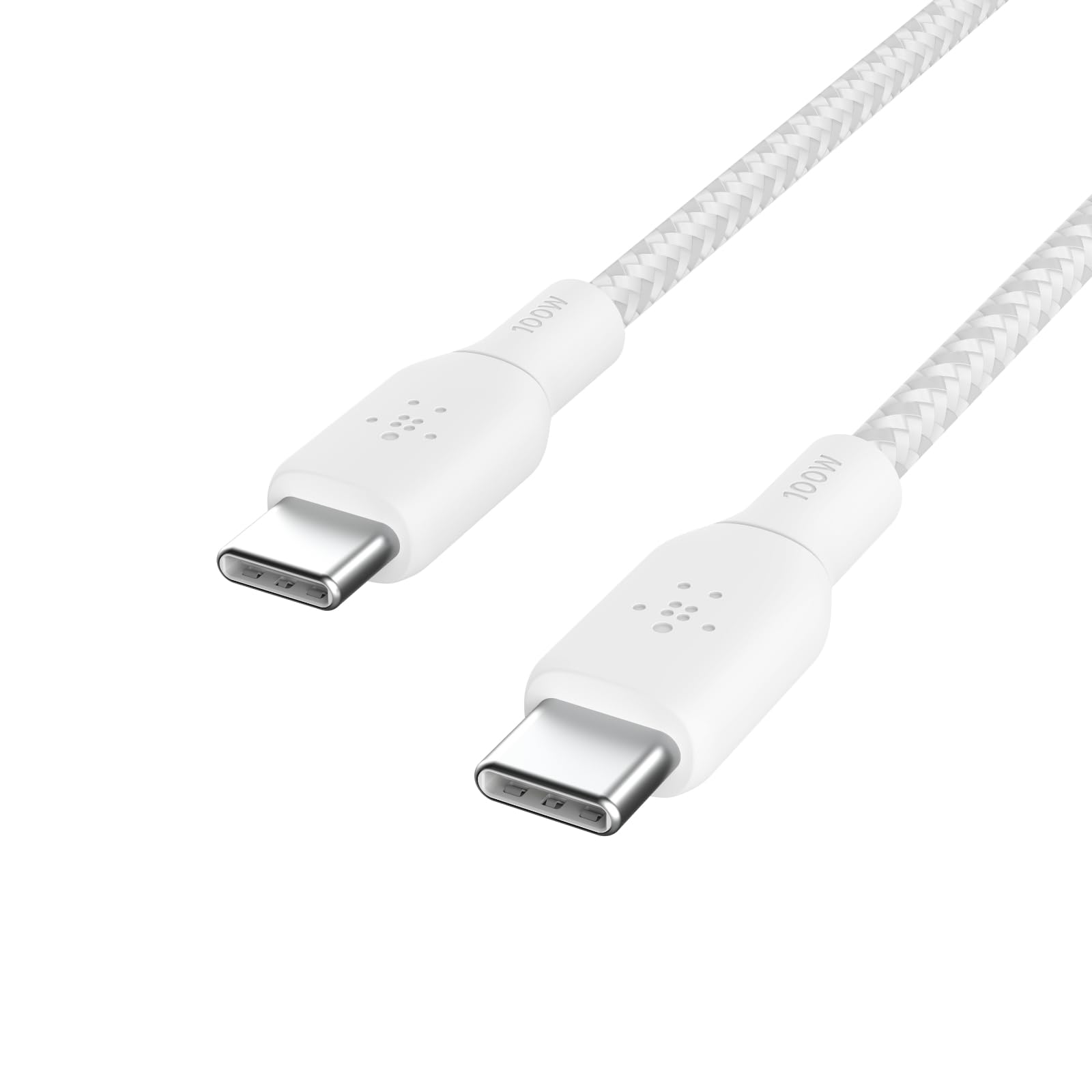 Belkin BoostCharge Braided USB-C to USB-C Power Cable (3M, 10ft), Fast Charging Cable w/ 100W Power Delivery, USB-IF Certified for iPhone 15, MacBook, Chromebook, Samsung Galaxy, & More - White