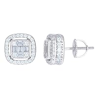 925 Sterling Silver Mens Princess cut CZ Cubic Zirconia Simulated Diamond Fashion Stud Earrings Jewelry for Men
