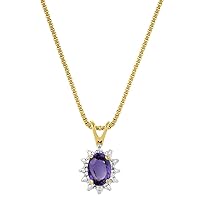 Rylos Necklaces For Women 14K Yellow Gold - February Birthstone Pendant Necklace Amethyst 6X4MM Color Stone Gemstone Jewelry For Women Gold Necklace