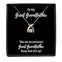 You're An Awesome Great Grandfather Necklace Funny Gift Idea Keep That Shit Up Motivation Quote Pendant Gag Sterling Silver Chain With Box