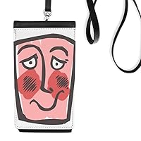 Shy Face Sketch Love Phone Wallet Purse Hanging Mobile Pouch Black Pocket
