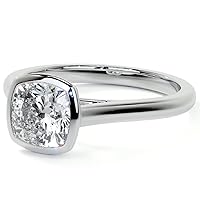18K Sterling Silver Gold Cushion Cut Solitare 1 CT Moissanite Engagement Ring for Women | Moissanite