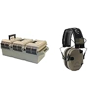 MTM AC3C 3-Can Ammo Crate, 50 Caliber, Convenient size, Store all types of boxed or bulk ammo & Walker's Razor Slim Folding Electronic Ear Protection with Sound Activated 23dB Noise Reduction